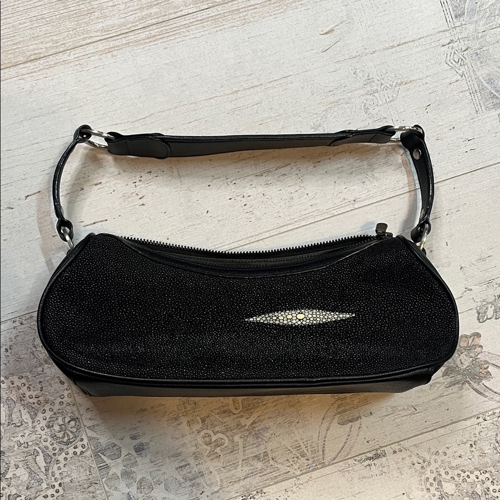Vintage Exotic Genuine Sting Ray Leather Shoulder Bag